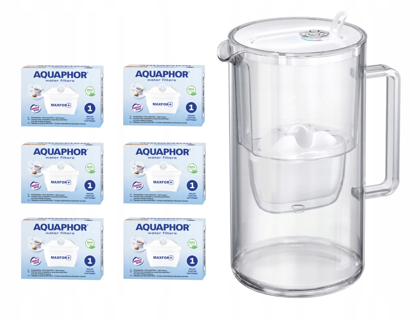Dzbanek filtrujący szklany Aquaphor Glass 2,5l Biały 6 Maxfor+