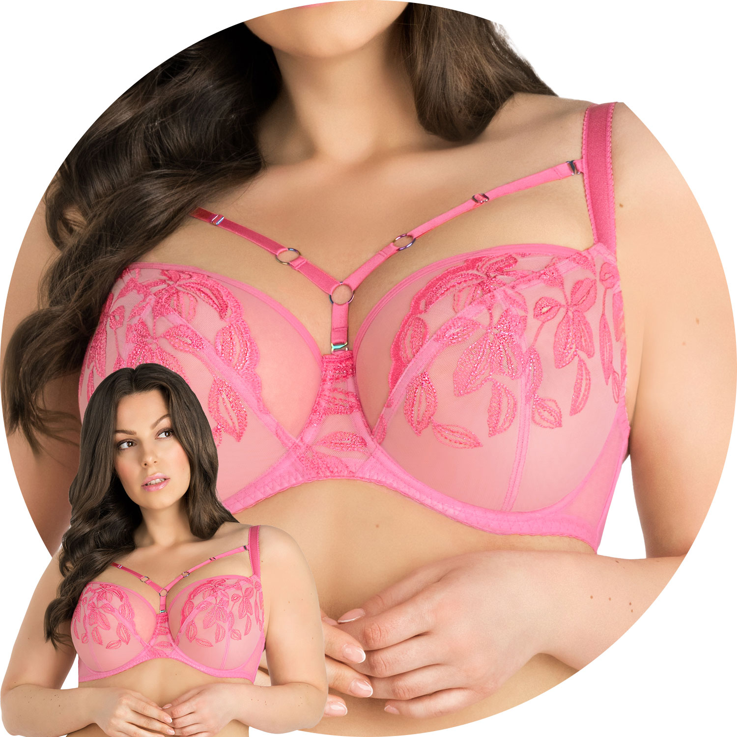 Gorsenia K846 Lollipop růžová Podprsenka Měkká 75D soft ozdobné proužky