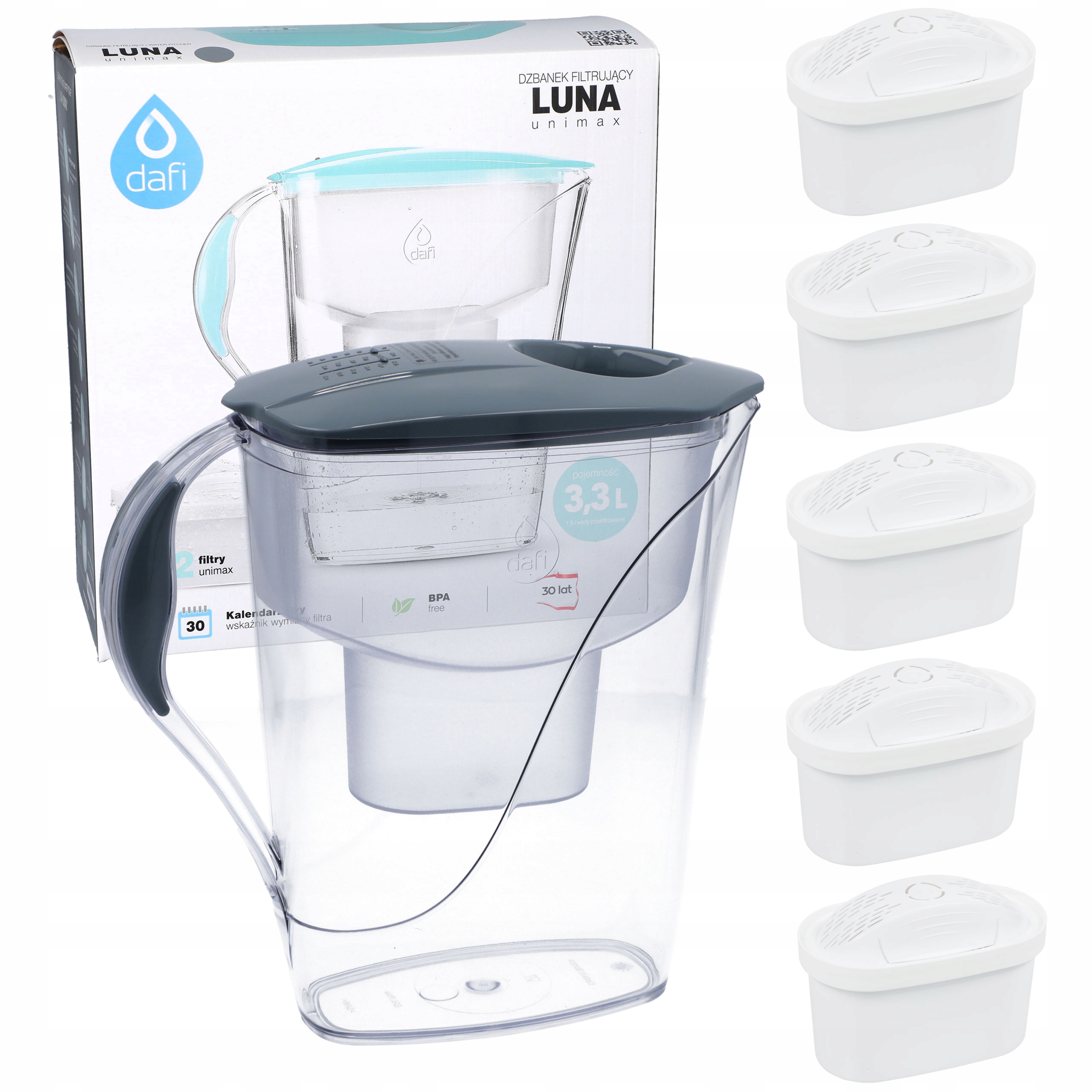 

Dzbanek Filtrujący Dafi Luna 3,3L+ 5 Filtry Unimax
