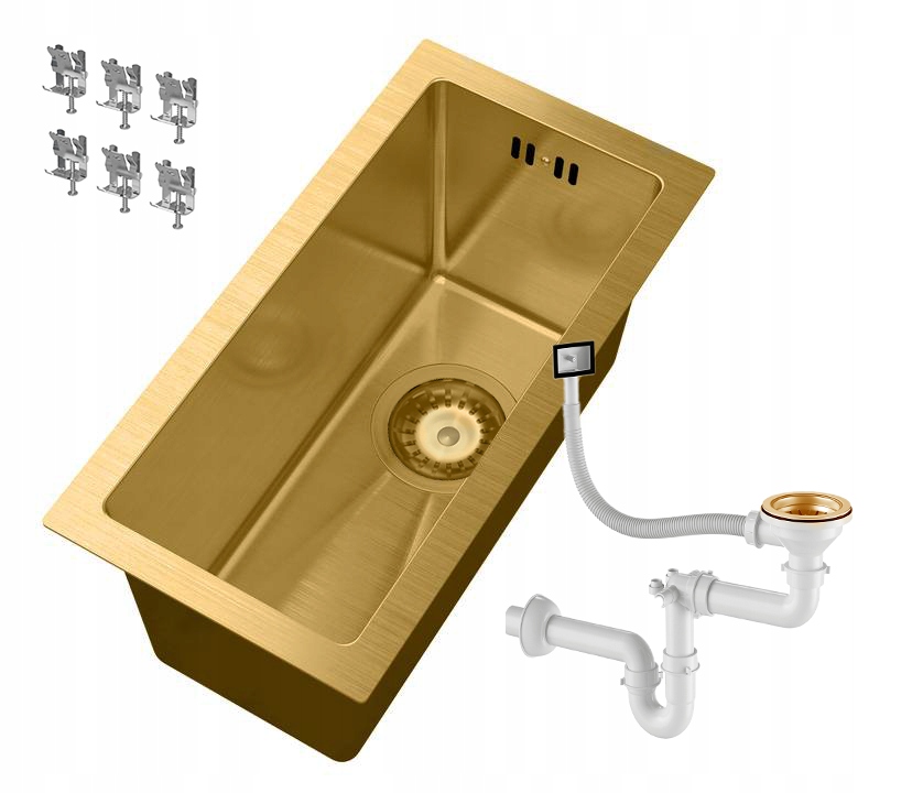 Úzky Oceľový Drez Slim Obdĺžnikový Zlatý BARI22