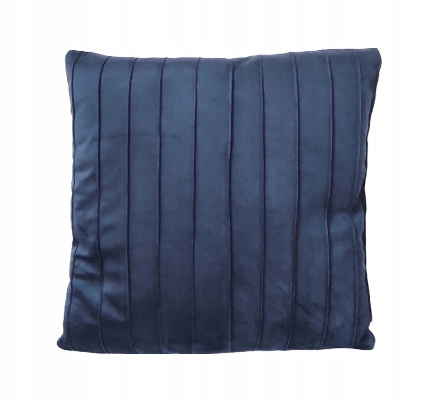 GRANATOWA PODUSZKA 45x45 cm WELUR LINIE PASY PASKI