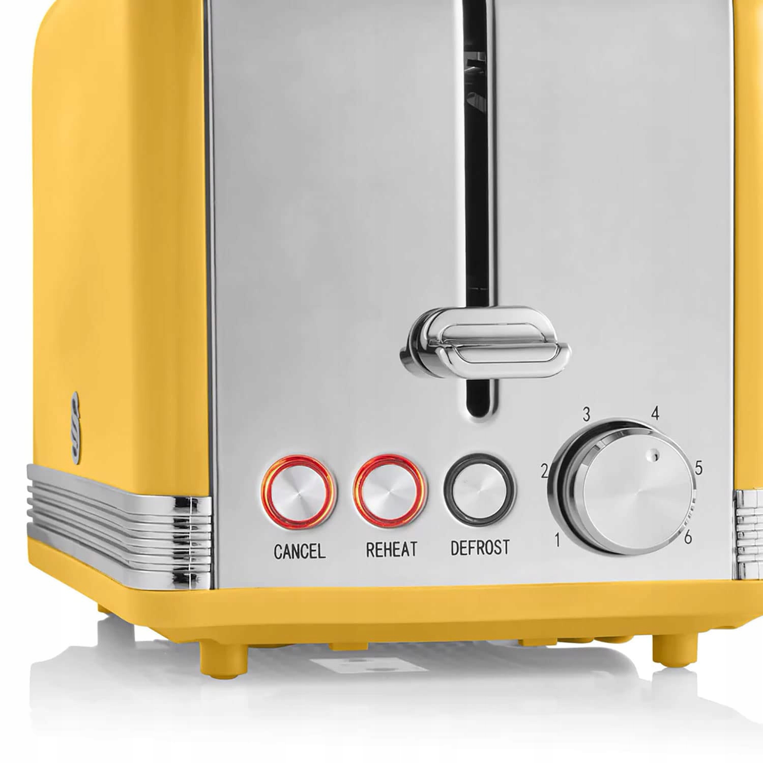 SWAN Retro Toster Vintage 2-Slotowy Żółty 815W Regulacja Stopnia Opiekania — miniatura 6