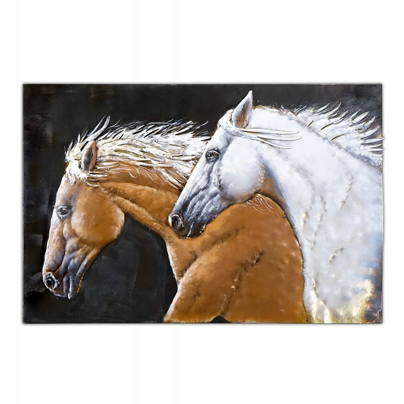 3D kovový obraz Loft Natura Koně 2 120x80 cm