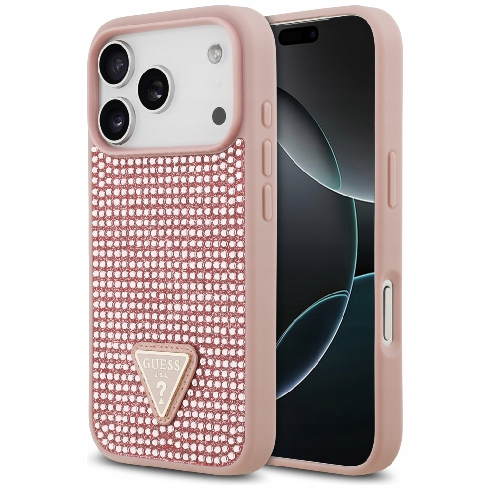 Etui Guess Rhinestone Triangle Logo na iPhone 17 Pro różowe Guess