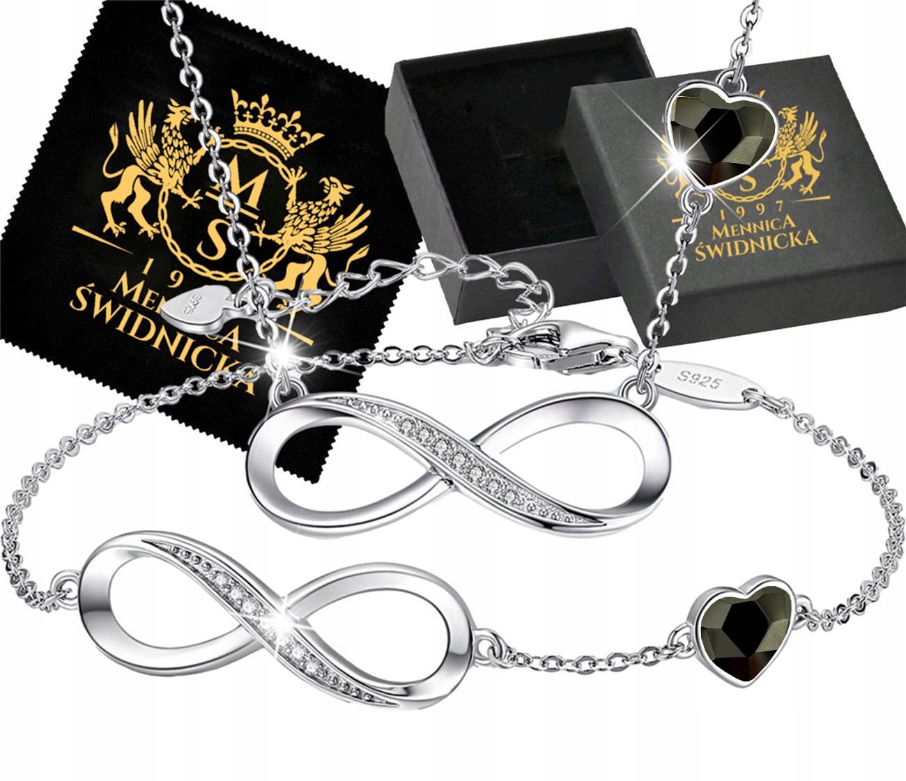 Sada stříbrných šperků Stříbro 925 Náramek Náhrdelník Dárek pro maminku