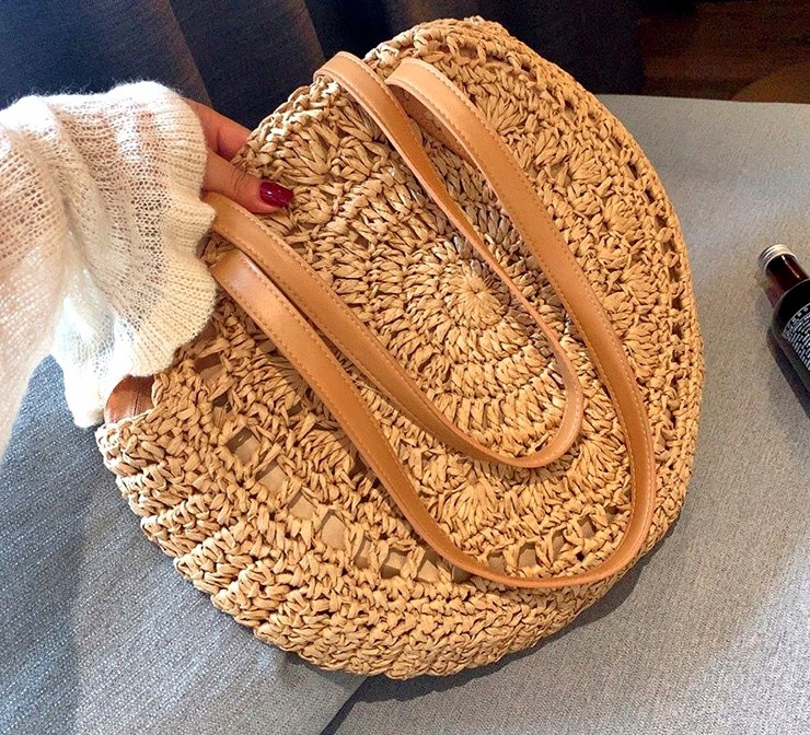 Damska okrągła Torebka Klasyczna torba słomiana A4 XL Lato plażę EKO SŁOMKA Waga produktu z opakowaniem jednostkowym 0.5 kg