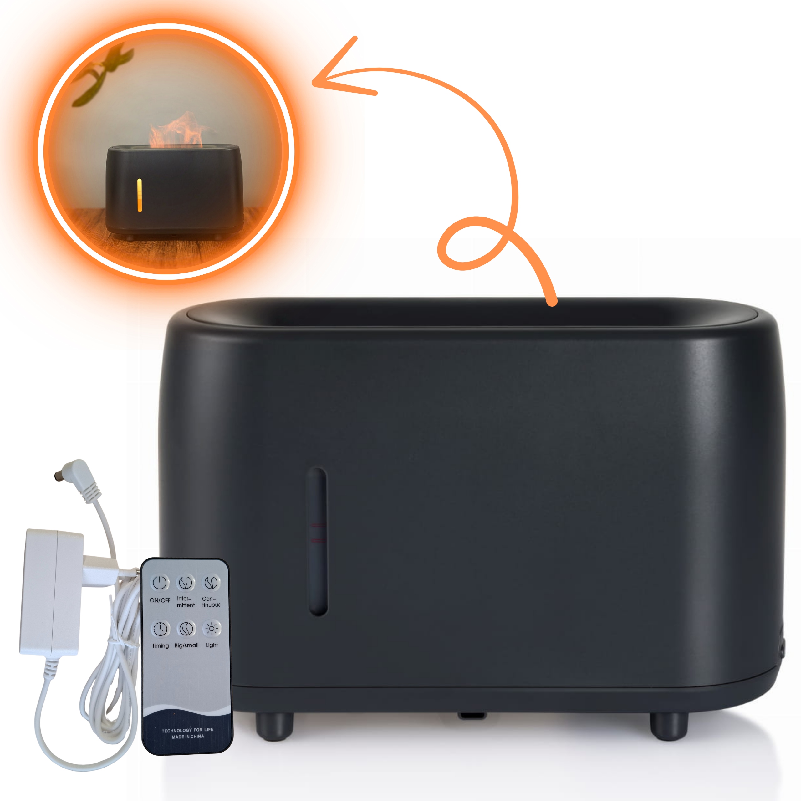 Dyfuzor Aroma Flame ciemnoszary mgła jak płomień