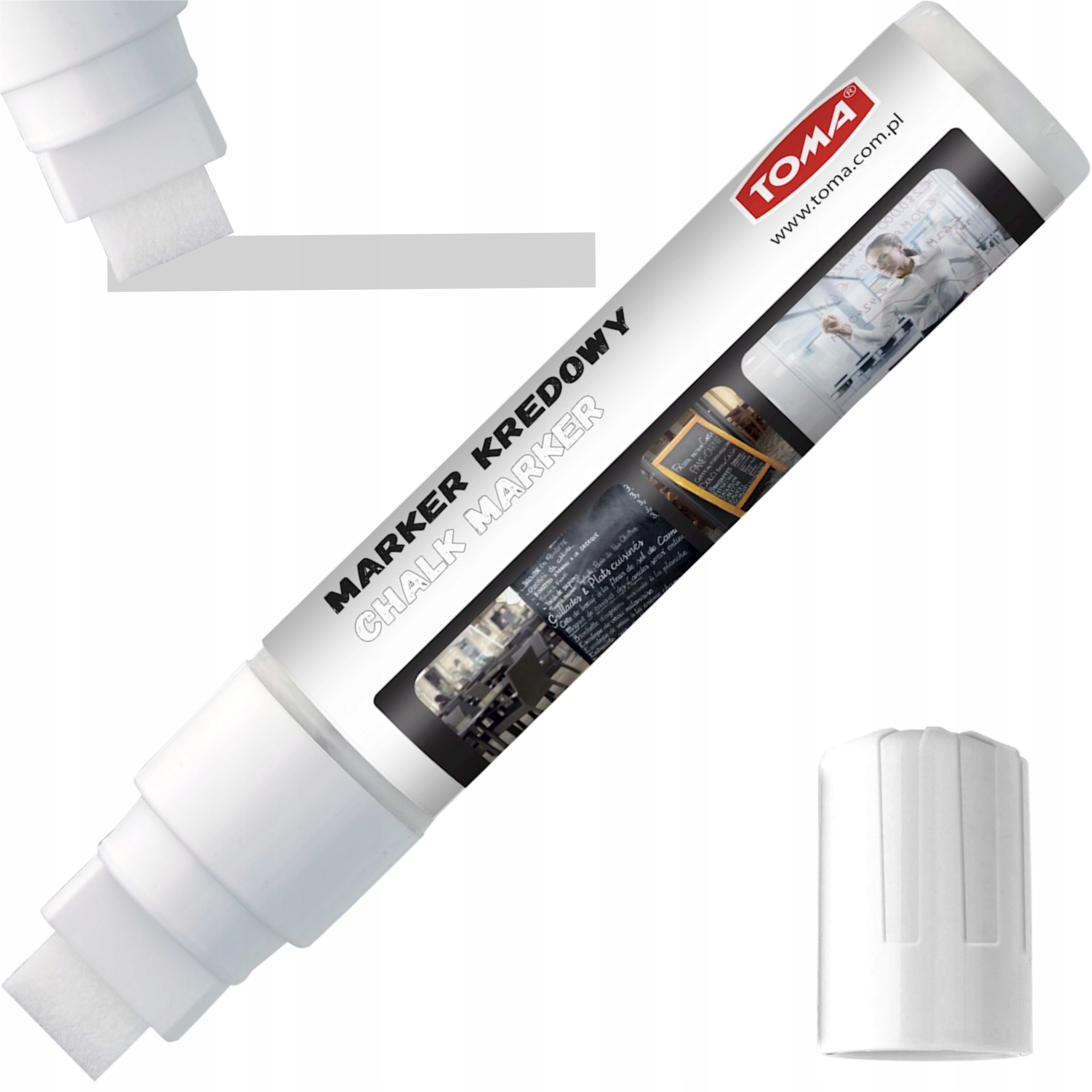 

Marker kredowy gruby TO-290 ścięty 8x15 mm biały