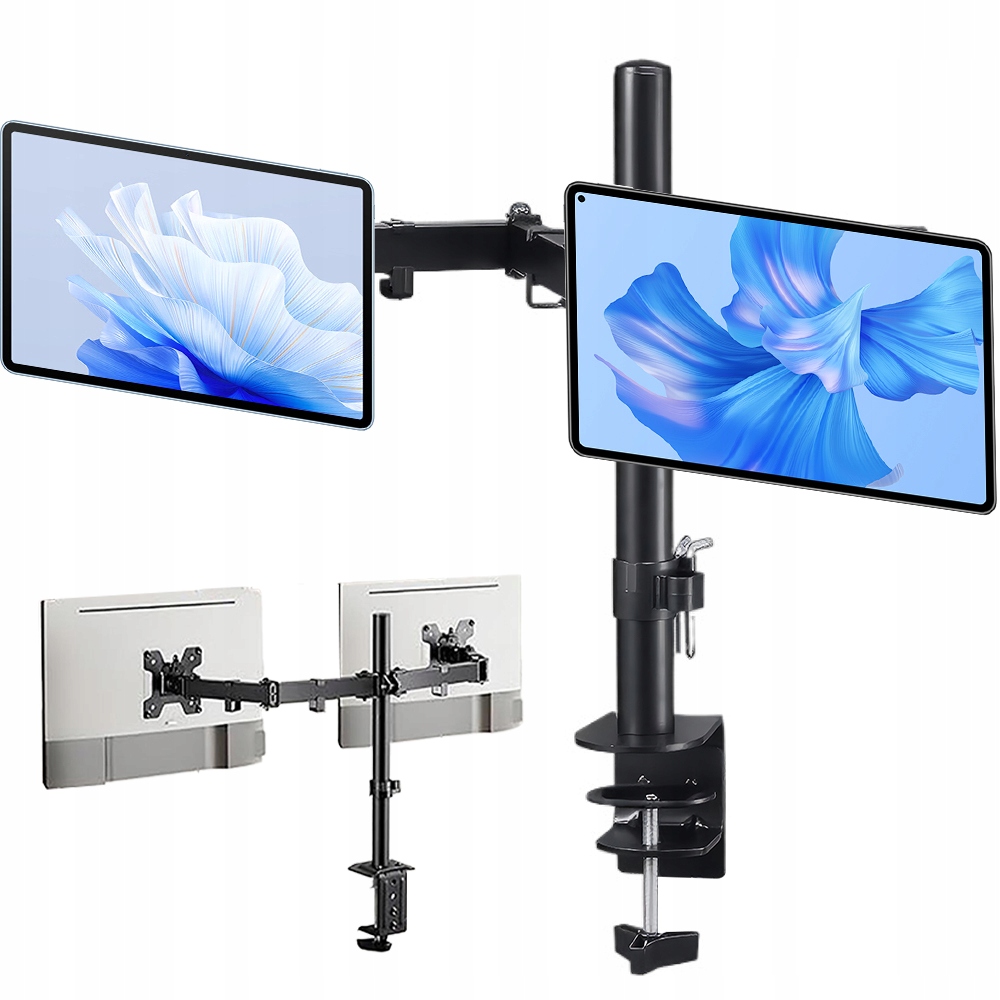 Pevný Držák Na Dva Monitory Nastavitelný Stolní Univerzální Vesa 13-30"