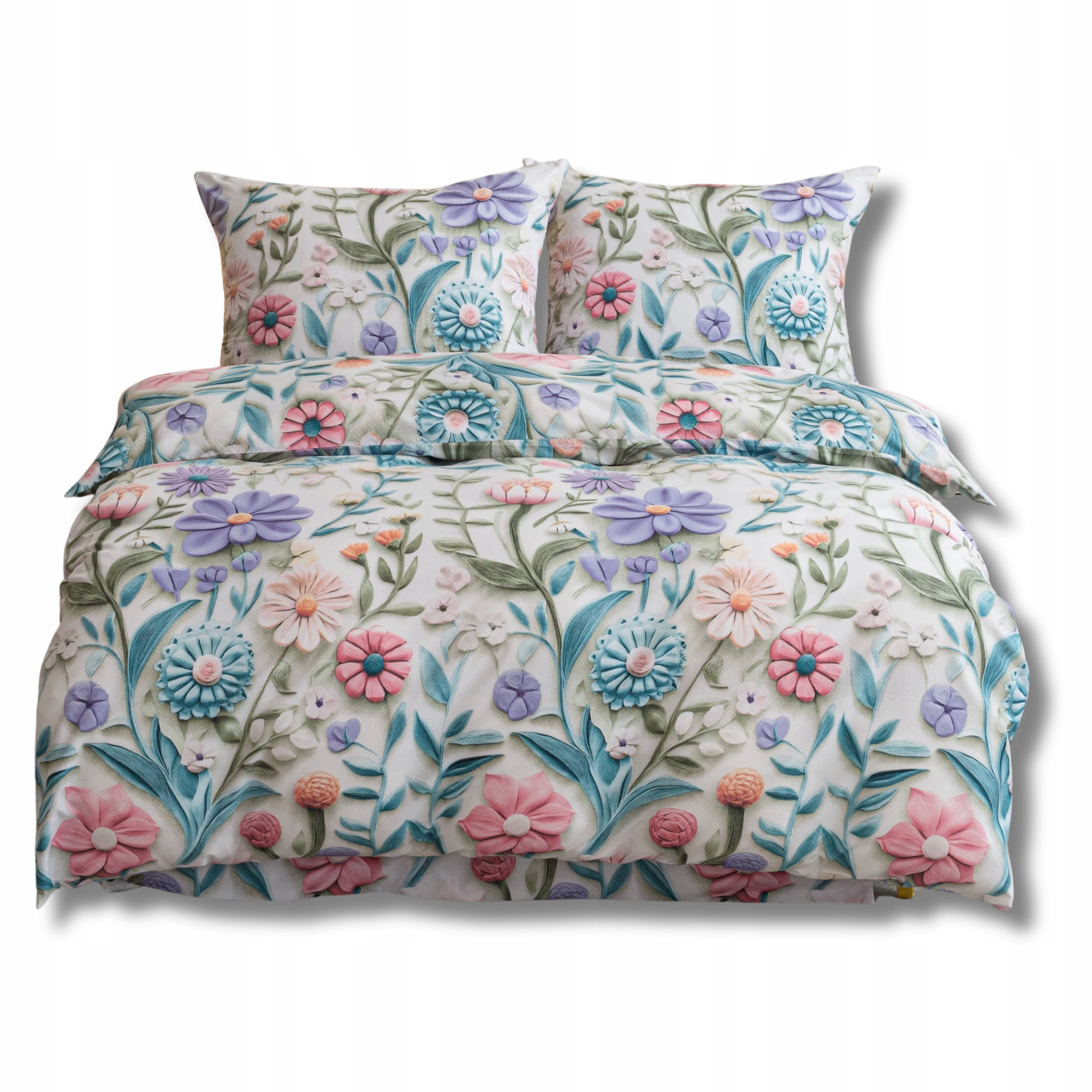 POŚCIEL 160x200 +2 POSZEWKI KOMPLET POŚCIELI 3D DWUSTRONNA KWIATY WIOSENNA