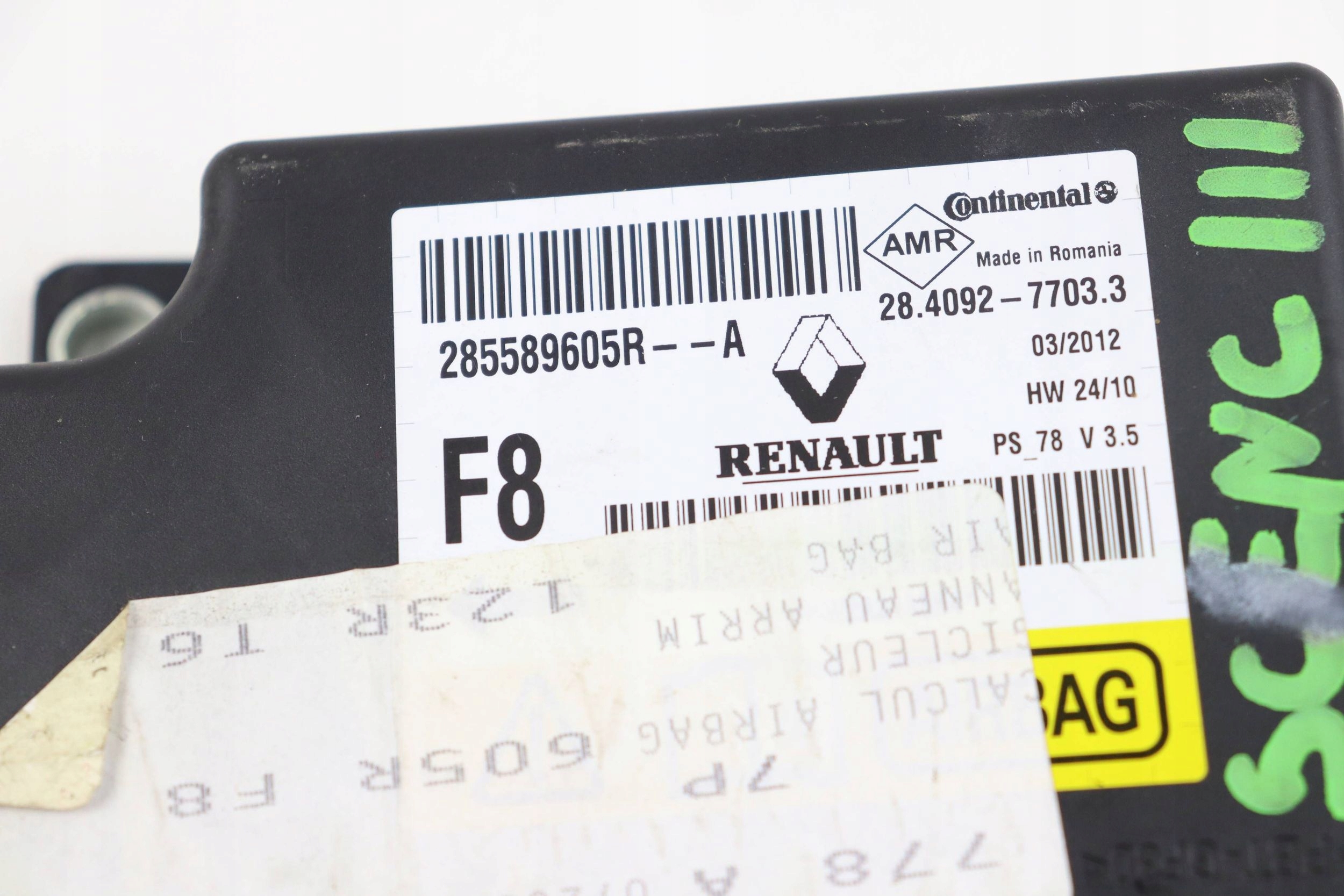 RENAULT SCENIC III modulo SENSOR airbag airbag 285589605R