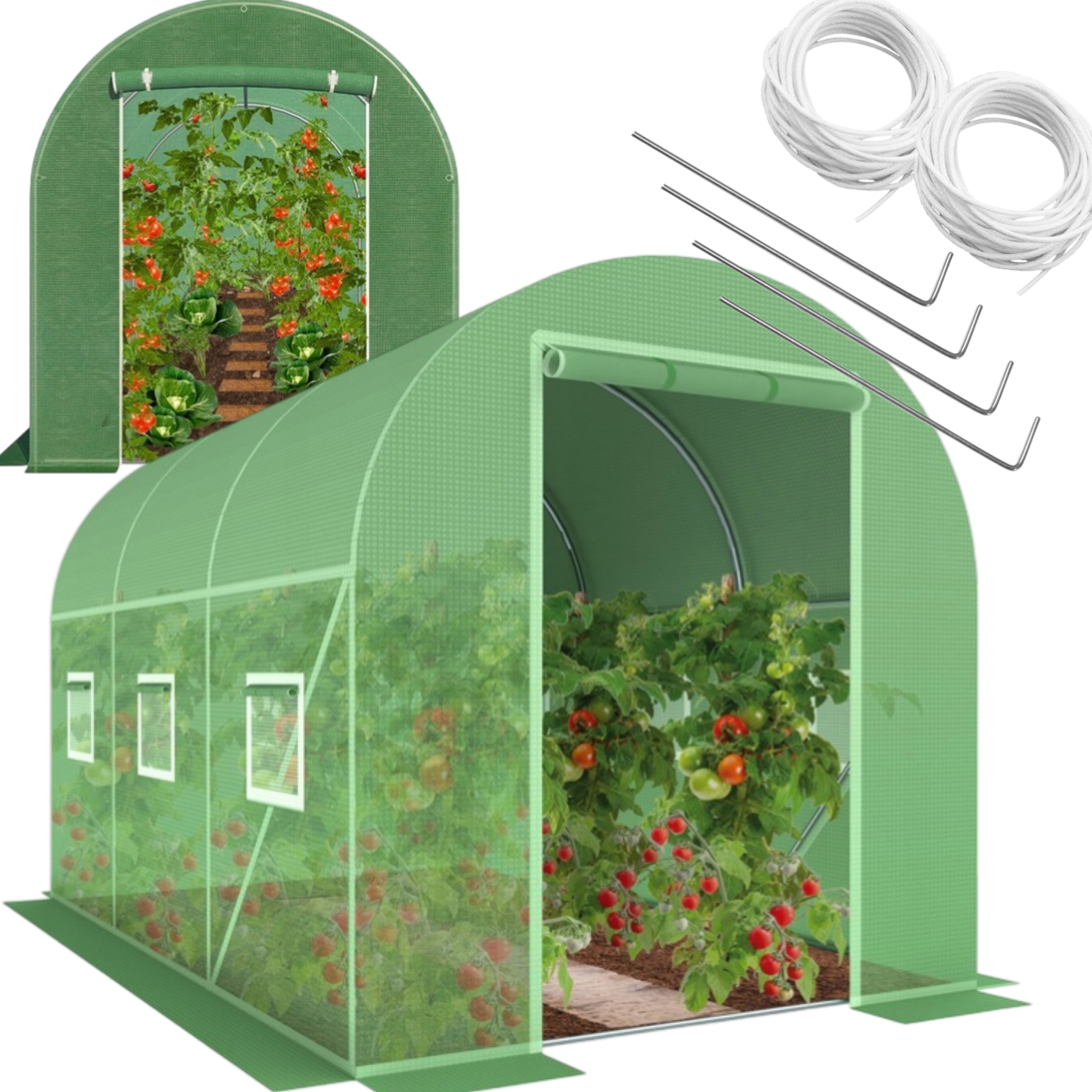 Fóliový Skleník Zahradní Tunel 2x3 6 m2 Zelená Fólie Fólie Rošt 3x2 m