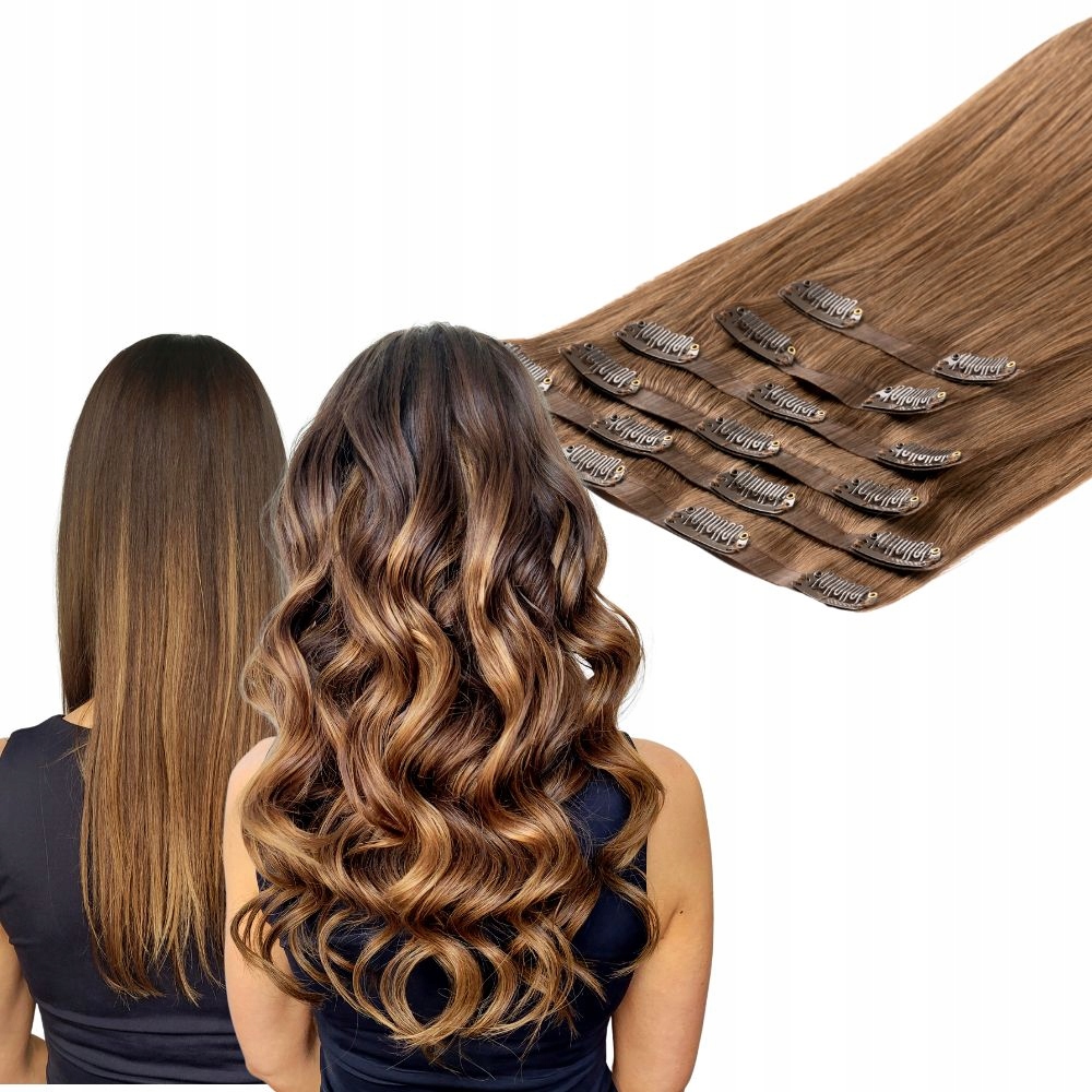 Bezešvé příchytky Clip In pro lidské vlasy 50 cm 6 pásků