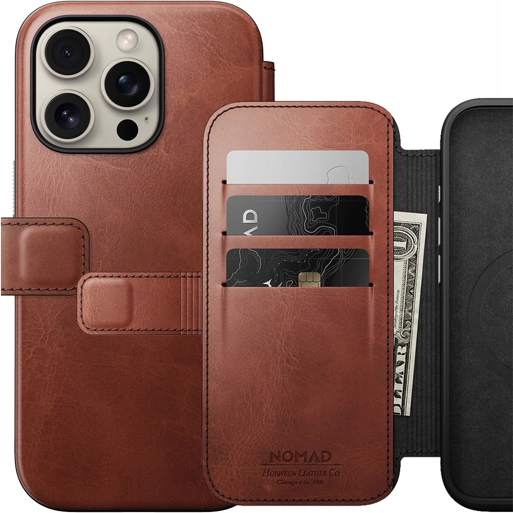 Flipové púzdro Nomad pre Apple iPhone 16 Pro Max, hnedé