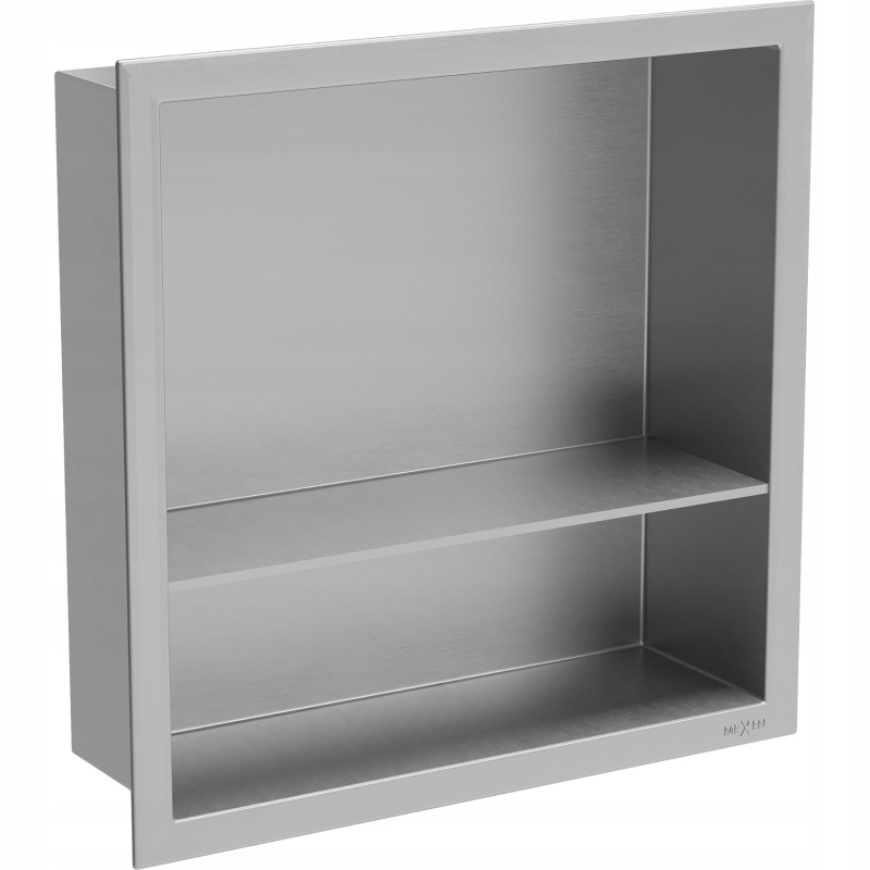 Mexen X-Wall-R zapustená polička s okrajom a poličkou 30 x 30 cm, inox