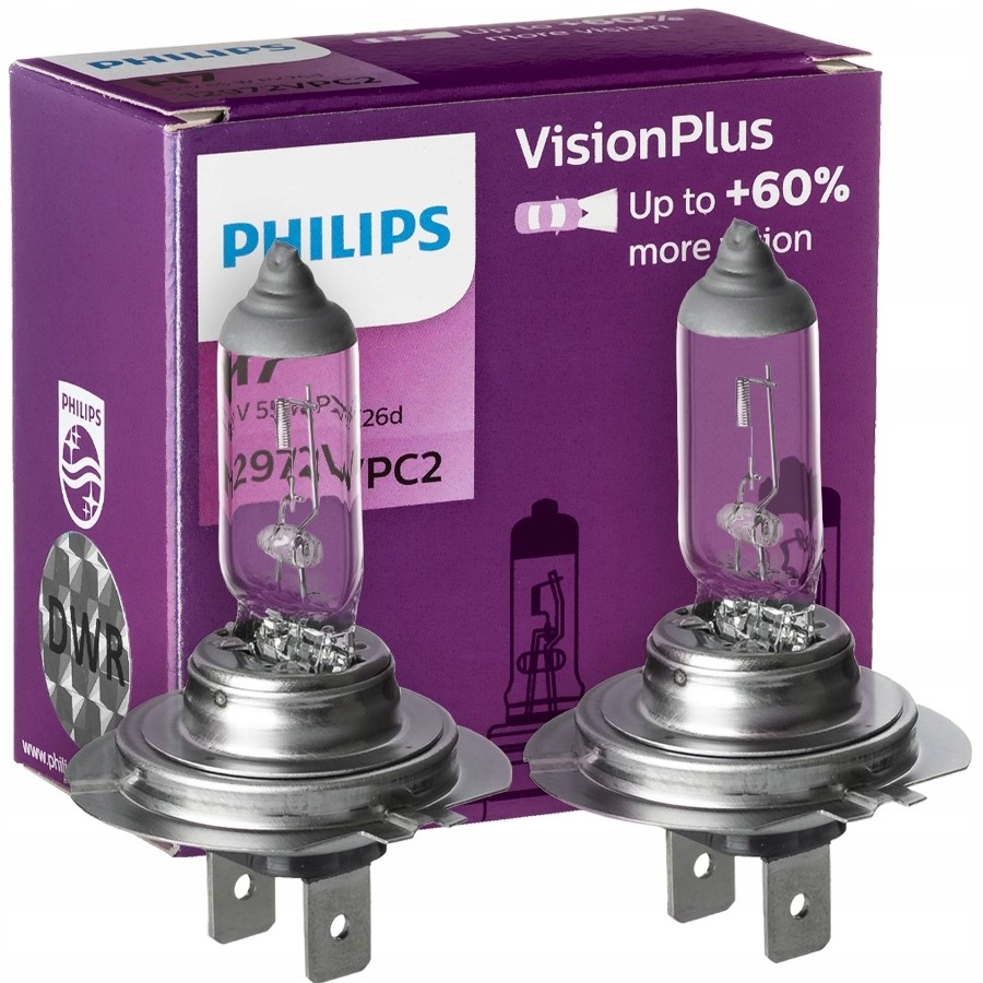 

Mocne żarówki H7 Philips VisionPlus +60% 55W