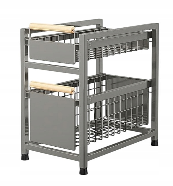 Kuchyňský organizér se 2 výsuvnými koši, ocelový, 24,5 x 39 x 42 cm