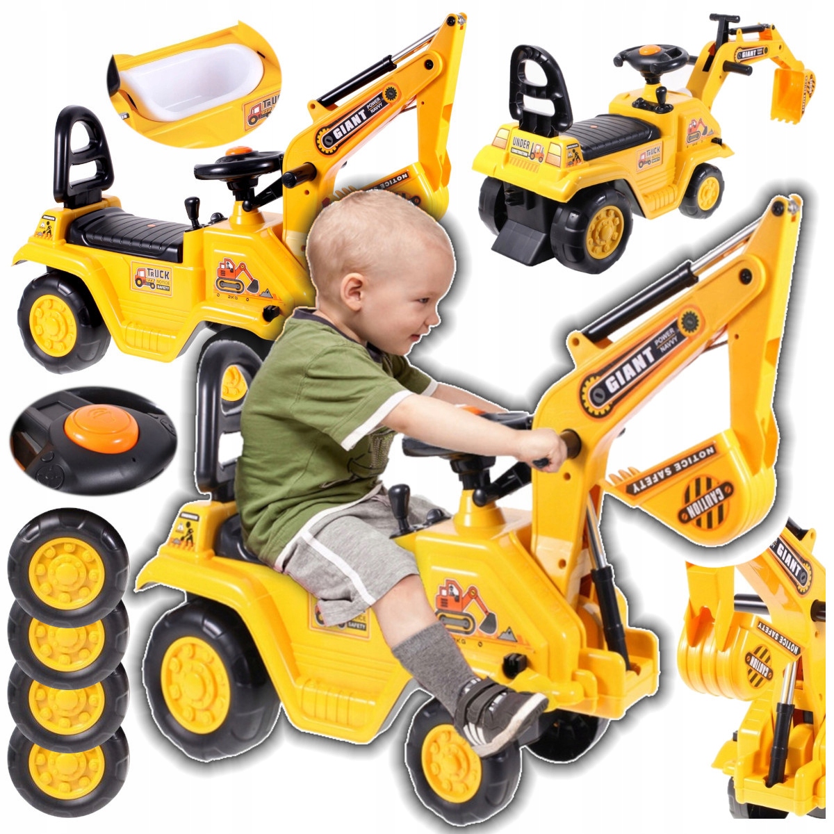 Nocnik Dla Dziecka ukryty w siedzeniu Koparka Ruchoma Łyżka Jeździk do 25kg