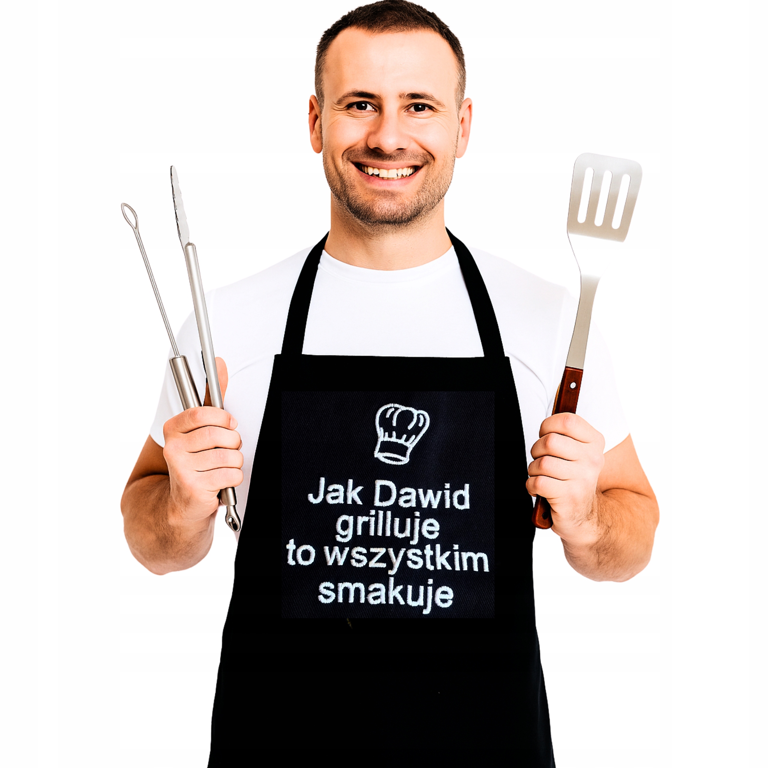 Zástěra na Grilování na gril pánská černá grilovací S Jménem dárek