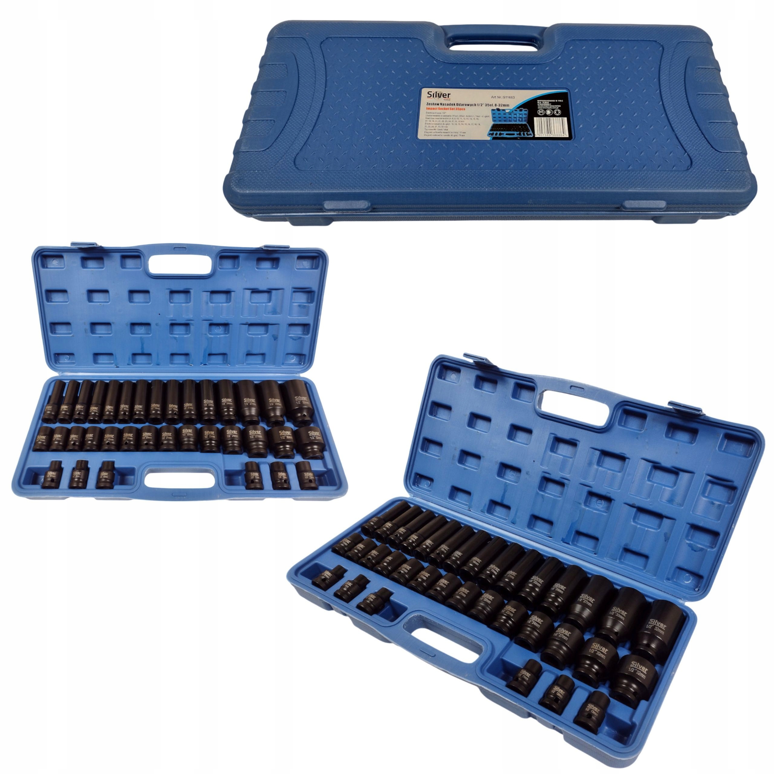 Zestaw Nasadek Udarowych 8-32 Nasadki Udarowe 1/2" Udarowe 35EL Walizka