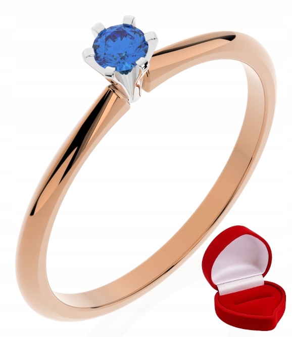 Zlatý Prstýnek 585 14k Safír 0,09 ct Růžové Zlato R17