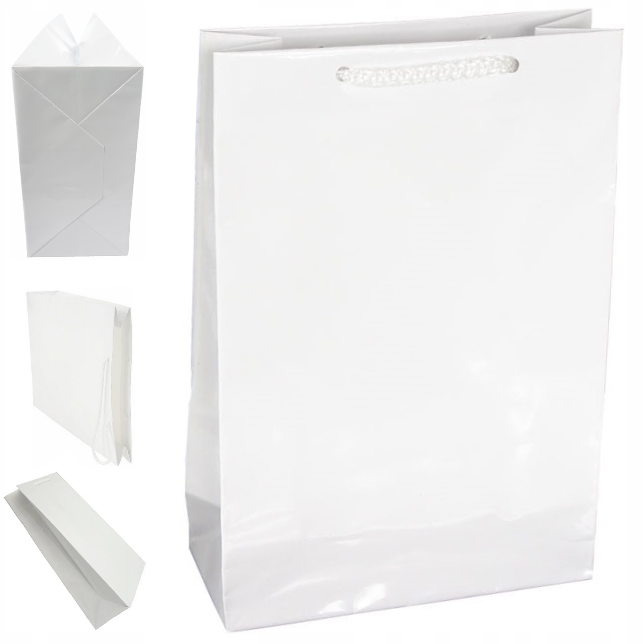 

torebka papierowa Torby Biała 25 szt Błysk 24x9x32