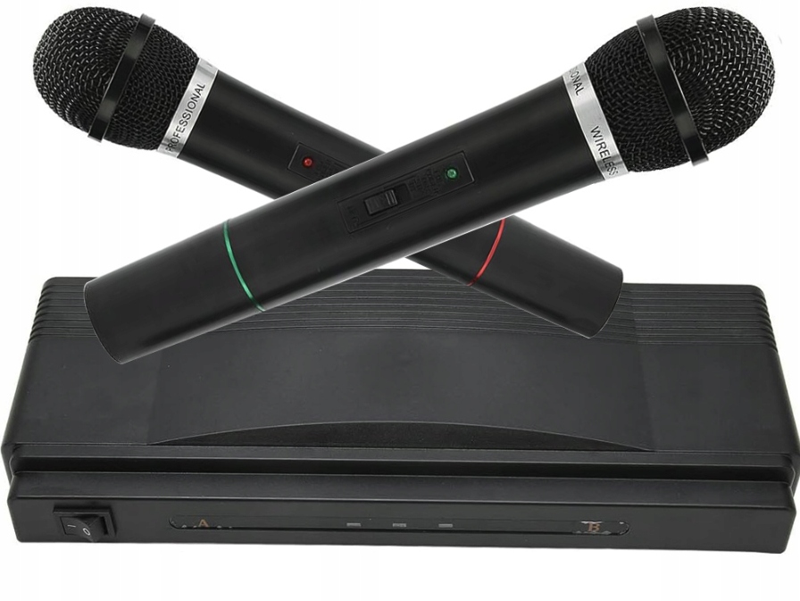 Zestaw Karaoke 2X Mikrofon Bezprzewodowy Vhf Stacja Odbiornik 30M