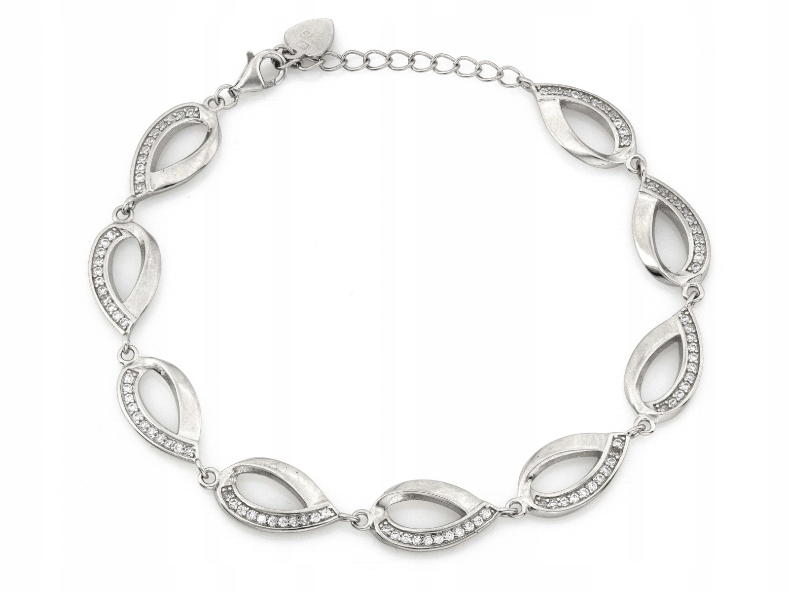 Stříbrný dámský náramek 925 z velkých Kapek se zirkony jako dárek r20