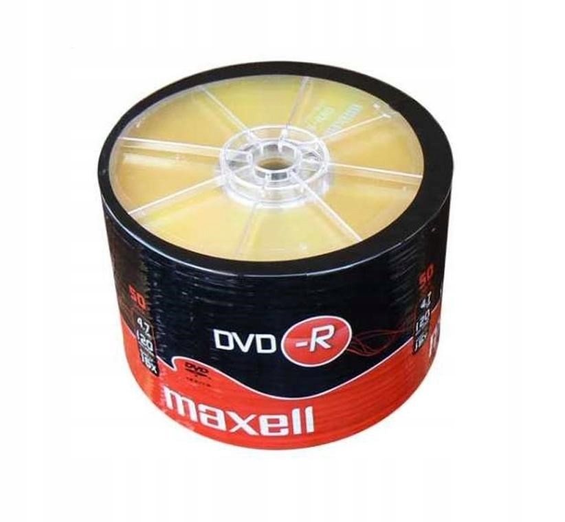 Maxell Dvd-r 4,7GB 50 szt w opakowaniu Shrink. Prędkość zapisu 16X, 120 mi