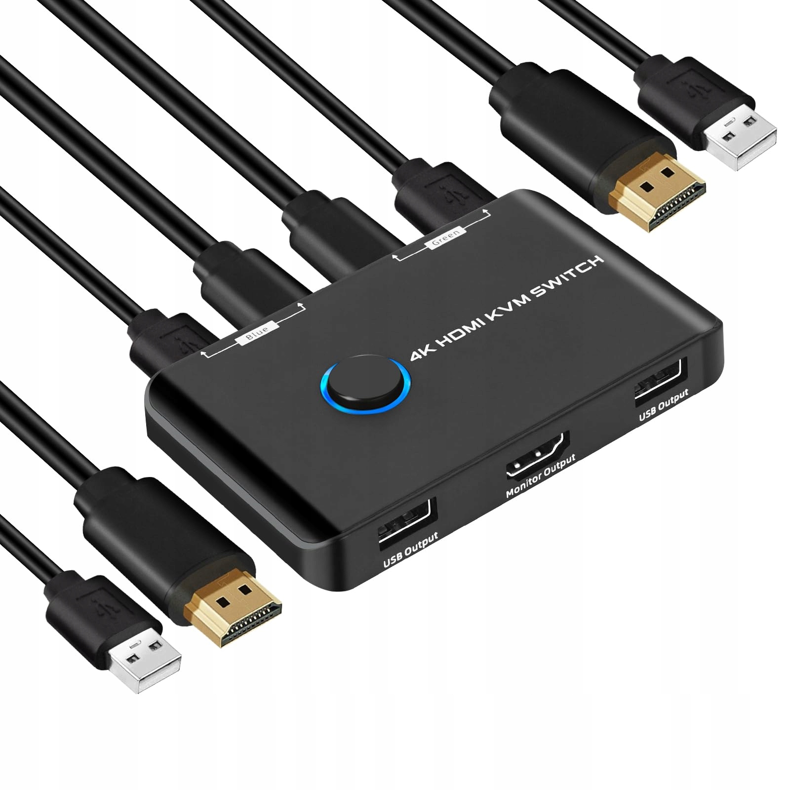Przełącznik KVM HDMI 4K@60Hz - 2-portowy do 2 komputerów, splitter