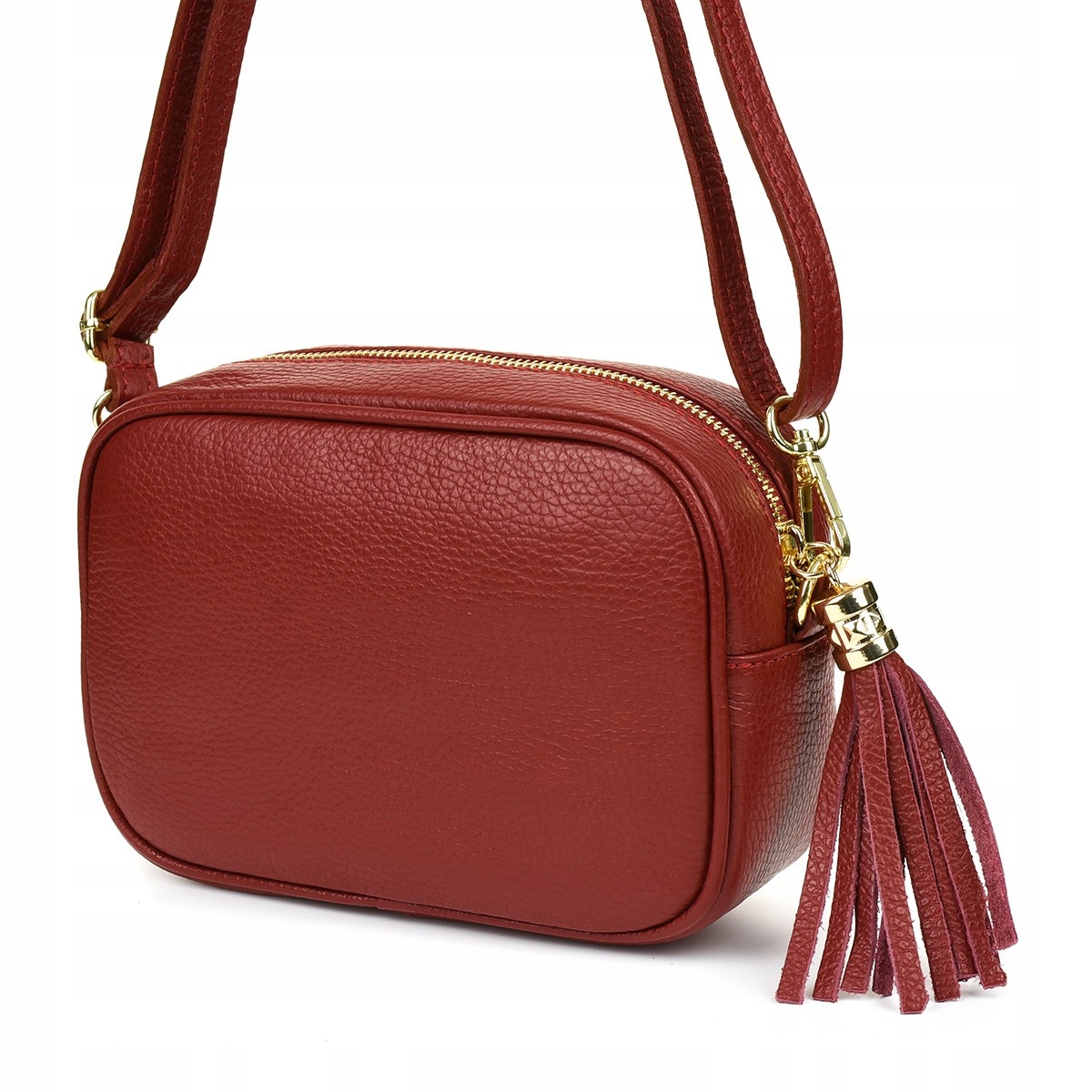 Dámská kožená kabelka přes rameno se střapcem, italská kůže na rameni