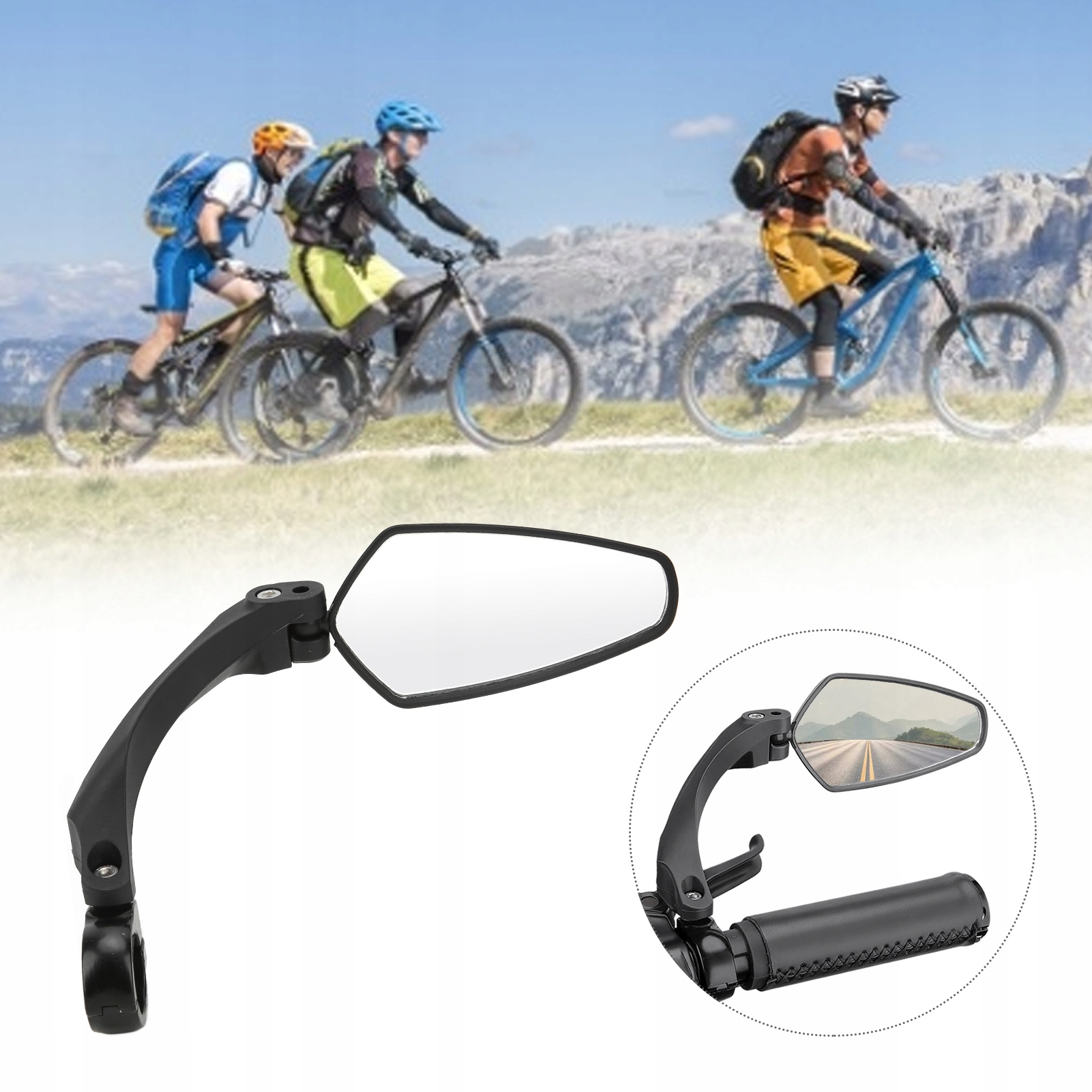 LUSTERKO ROWEROWE WSTECZNE Z ODBLASKIEM ELASTYCZ Kolor dominujący czarny