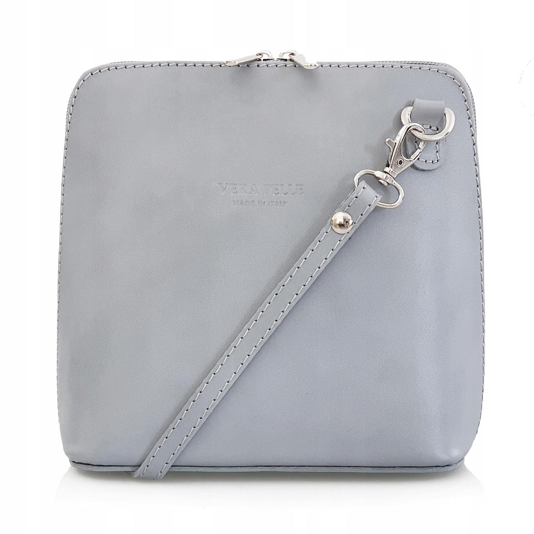 

Torebka skórzana damska listonoszka stożek Szara