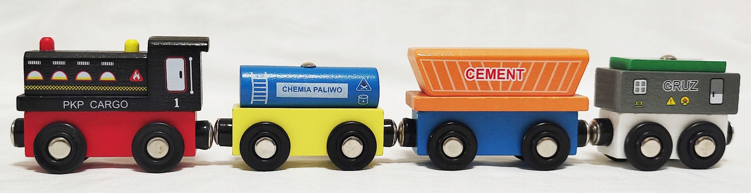 3 x Drewniana Kolejka Pociąg POLSKIE OPISY WAGONÓW KOLEJKA DREWNIANA TOR Wiek dziecka 3 lata +