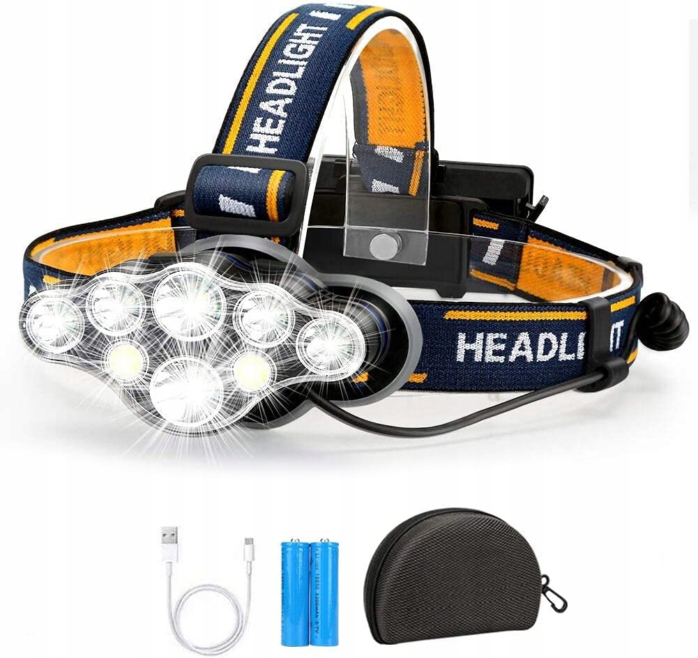 

Latarka czołowa czołówka 8 Led Usb mocna
