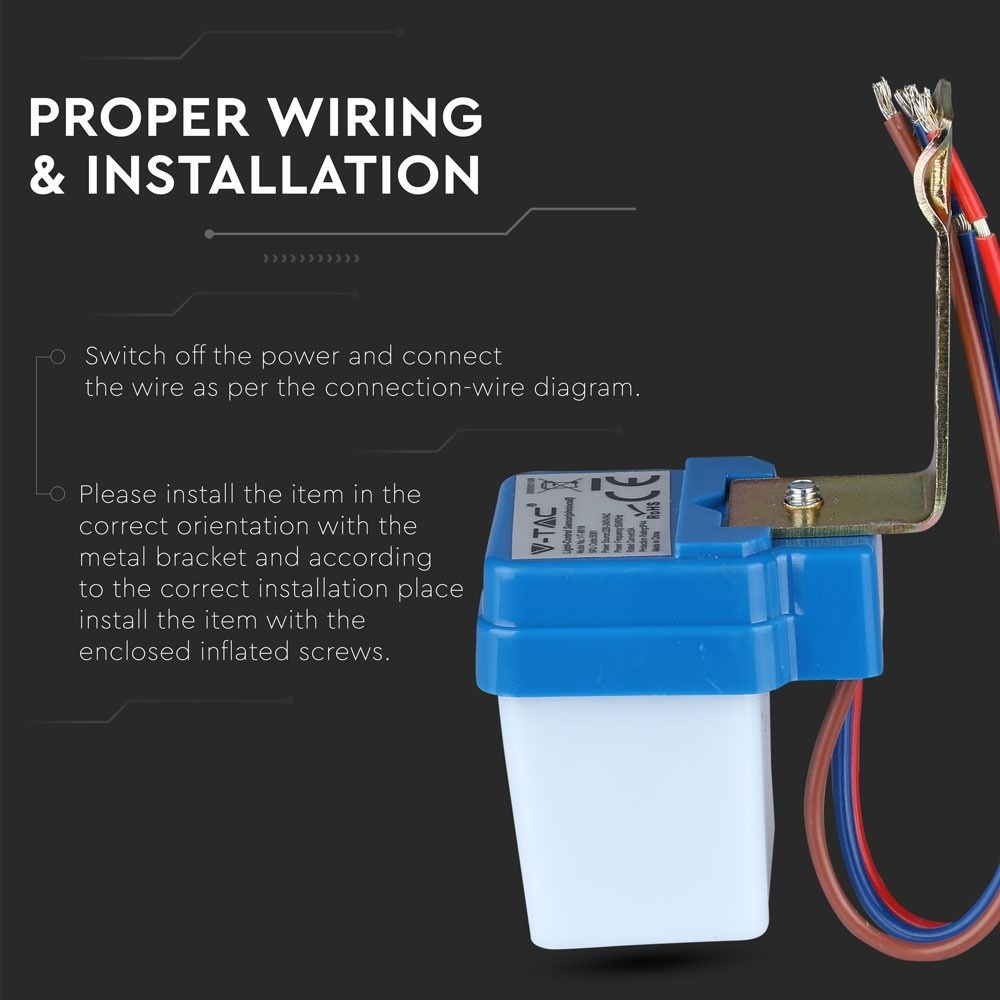 Czujnik Zmierzchu Światła Photocell 6A 5-15 LUX Kod producenta SKU 5081