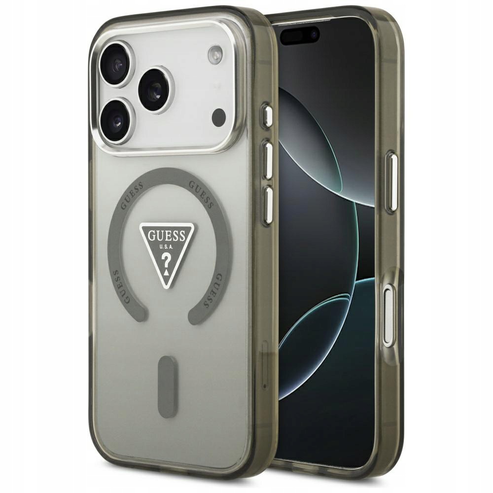 Pouzdro Guess IML Gradient Triangle Logo MagSafe pro iPhone 17 Pro Max khaki