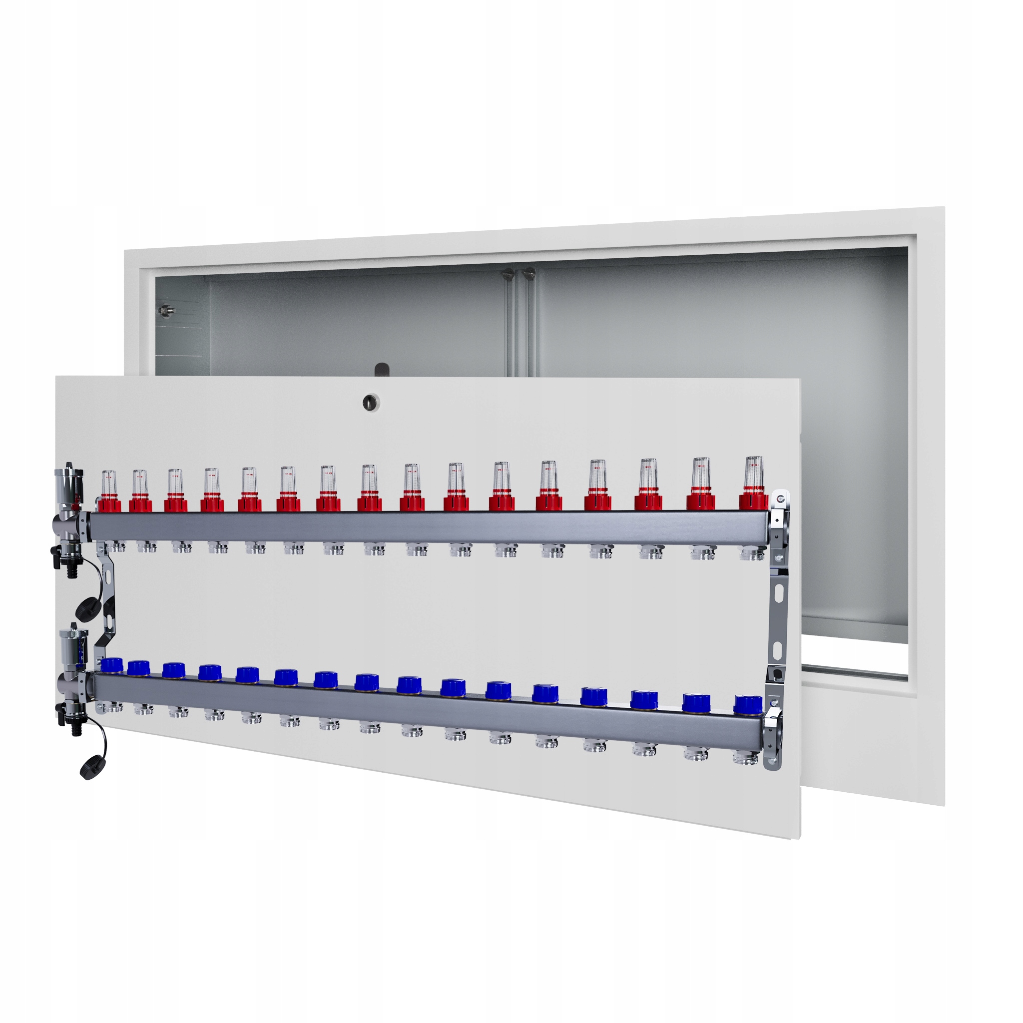 Rozdělovač pro podlahové vytápění 16 nerezový podomítková skříňka