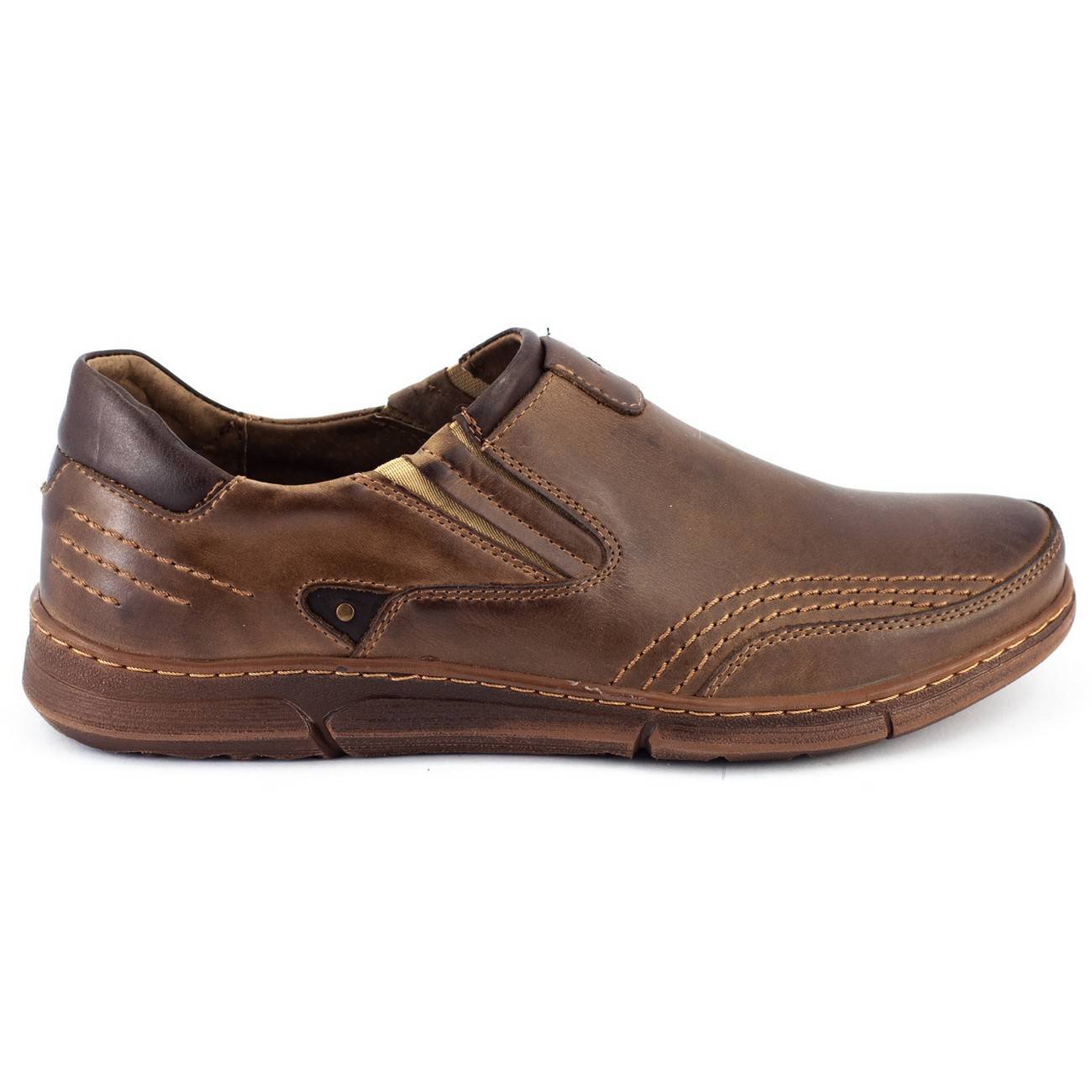 

Buty Męskie Skóra Polskie Slip On J51 Brąz 43