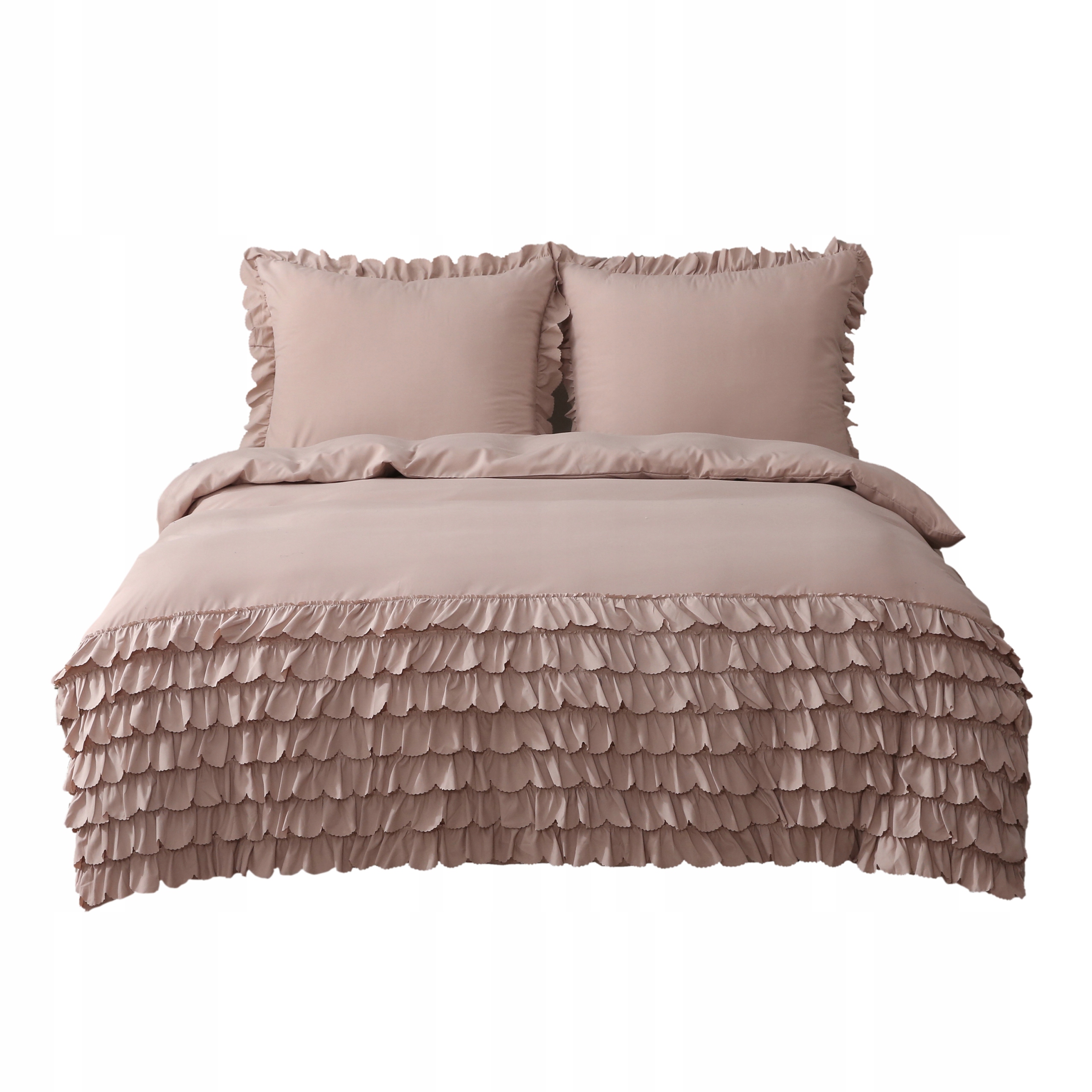 pościel z falbanką 200x220 dwie poszewki 7 falban dwie poszewki 70x80