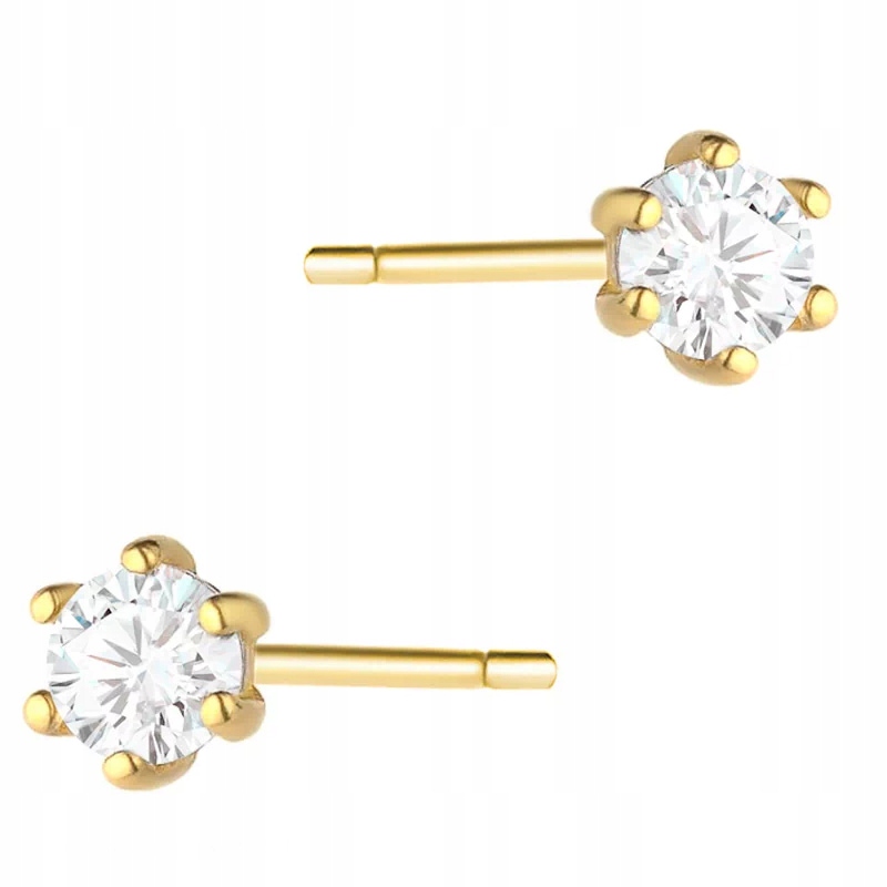 Klasické Zlaté Náušnice pr. 585 s zirkony 14k