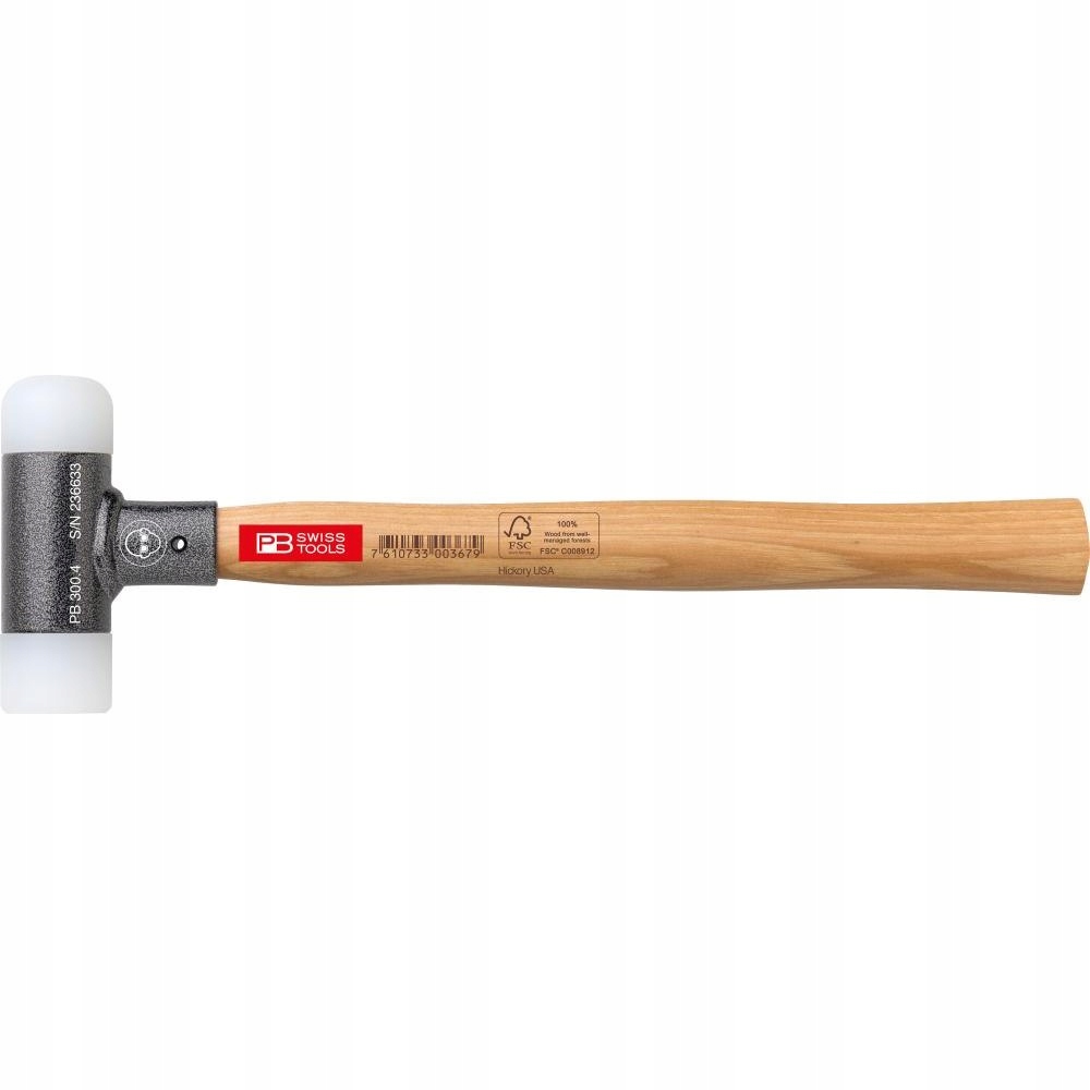 Kladivo s mek.celem se drevenou násadou bez zpet.rázu 50mm Pb Swiss Tools