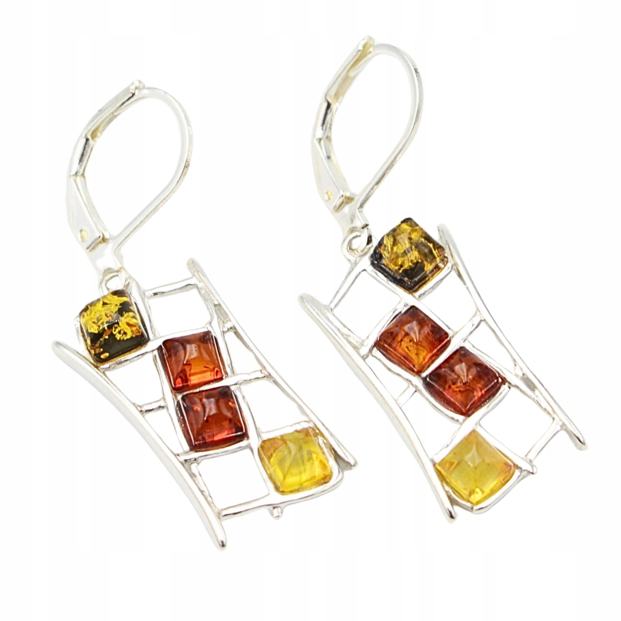 Stříbrné Náušnice s jantarem Jantar stříbro 925 jantarové