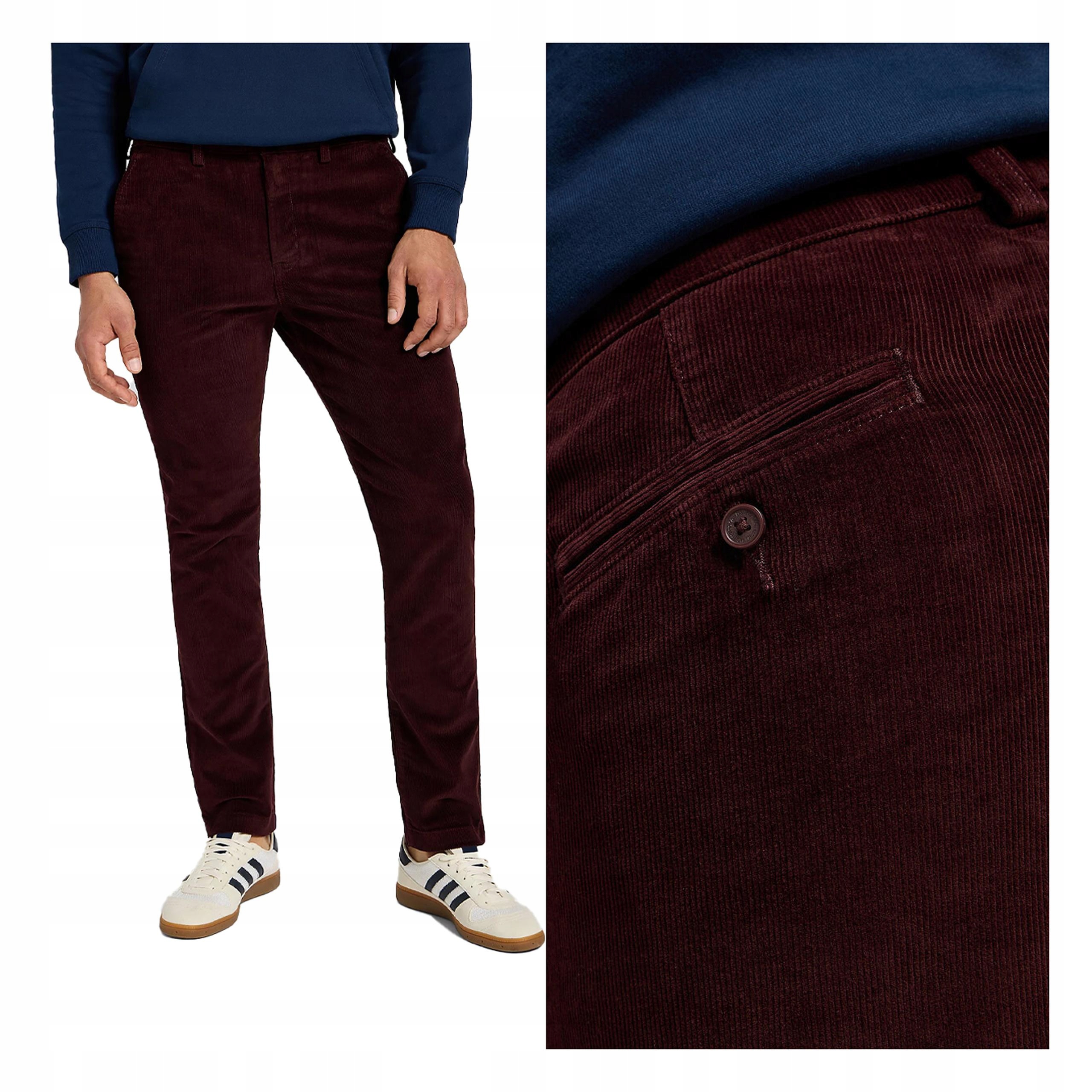 Pánské manšestrové kalhoty Lee Slim Chino Zúžené Bordové W36 L32
