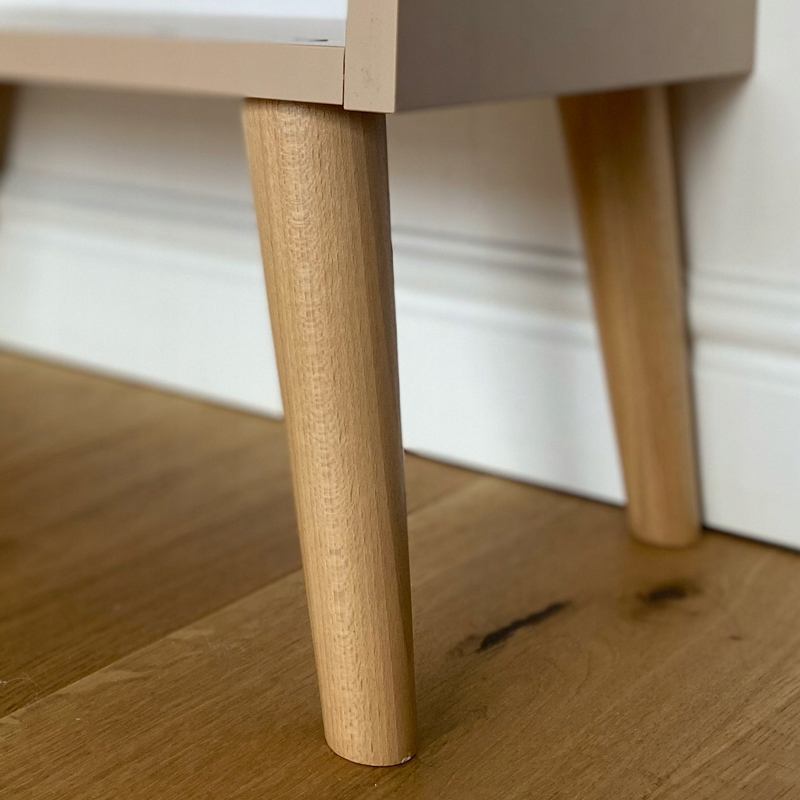 Komoda Skandynawska wysokie nóżki - RÓŻ NATURALNY Głębokość mebla 42 cm