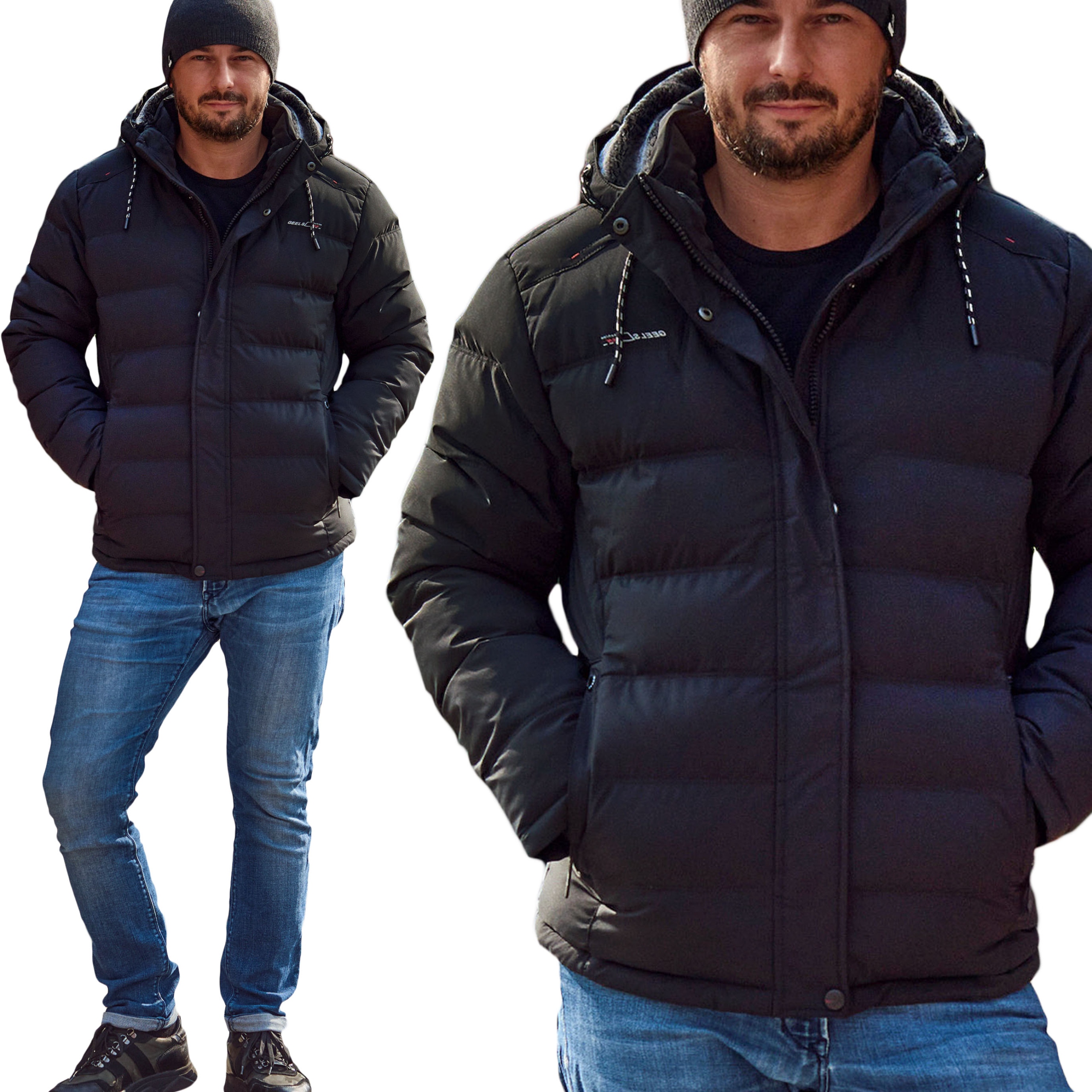 Pánská Zimní Prošívaná Bunda Teplá péřová černá Fst MP54 M