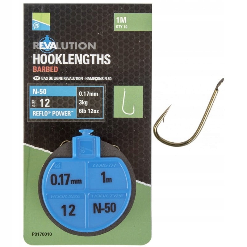 Przypony Preston Revalution Hak N-50 No. 14 Żyłka 0.15mm 1m 10szt Na Feeder