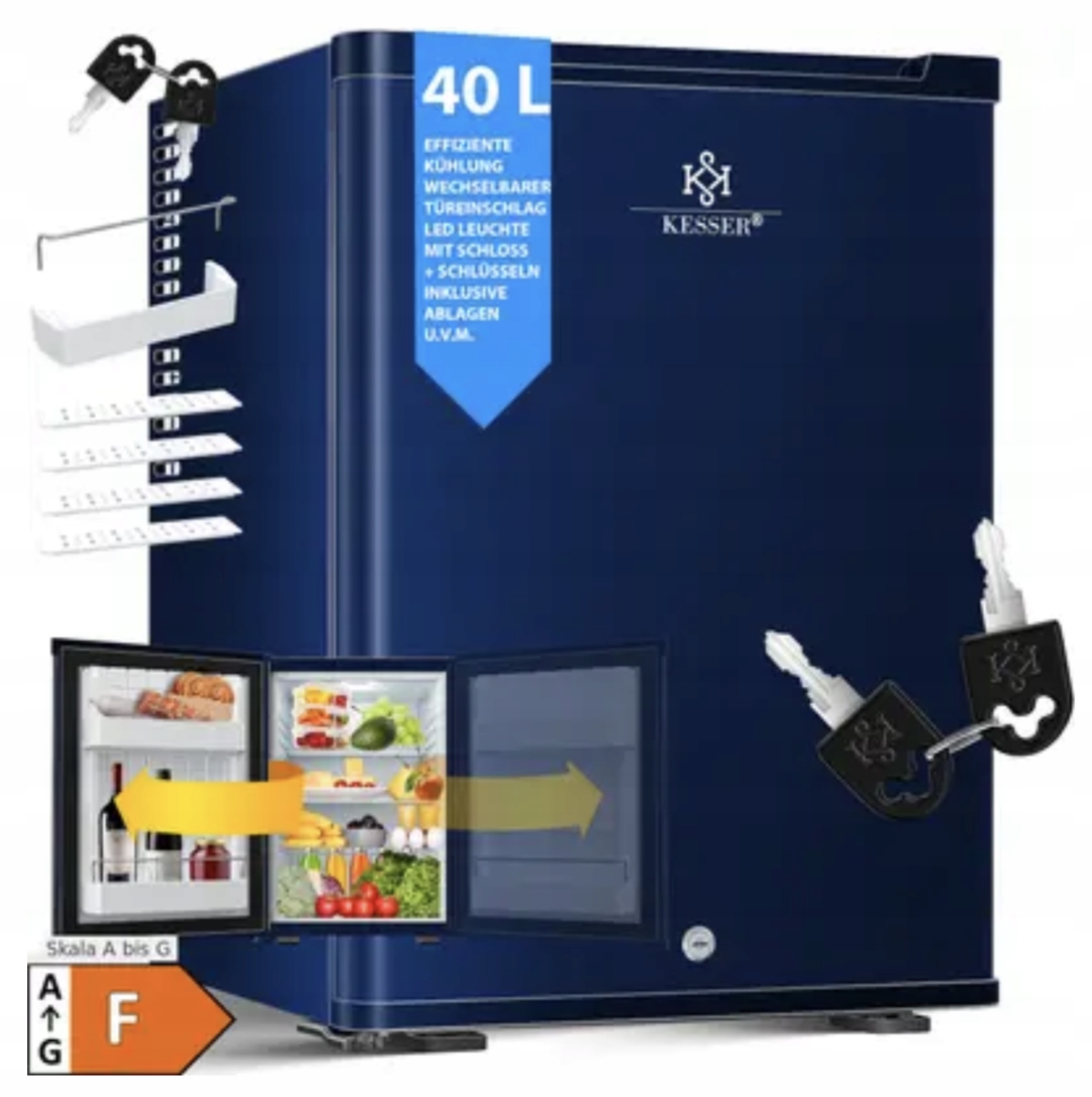 Lodówka jednodrzwiowa Kesser mini lodówka 40 l kes223