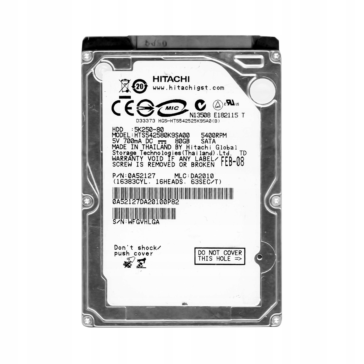 80GB 5.4k 8MB Sata 2.5'' HTS542580K9SA00