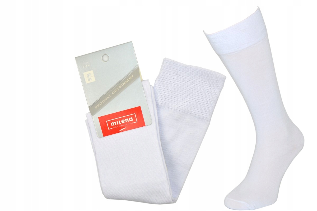 

Milena Białe Gładkie Podkolanówki Damskie 37-41